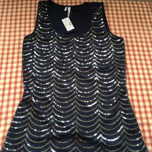 maurices Navy Sequin Overlay Tank Top Size Medium